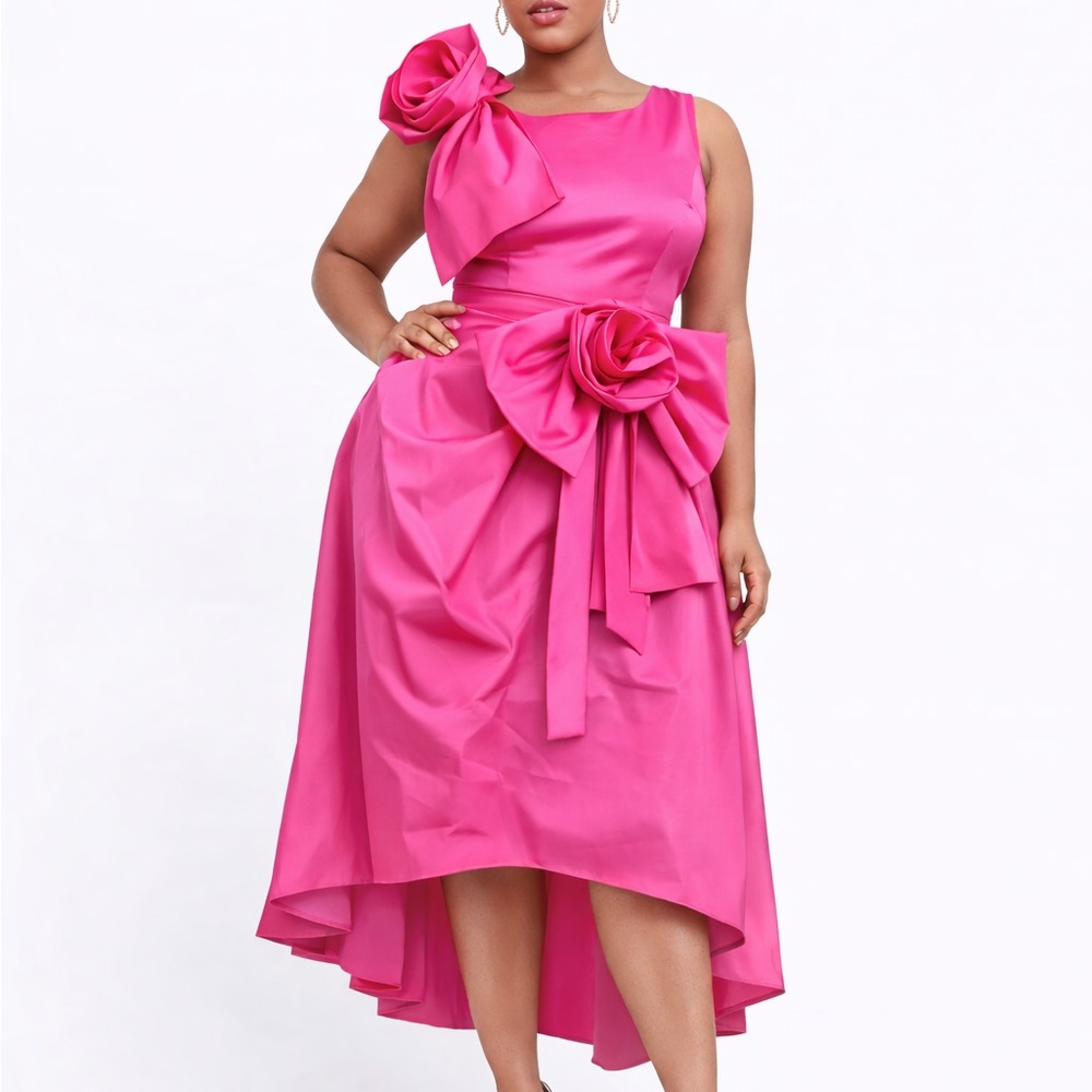 Elegant Pink Sleeveless Dress with Floral Accents